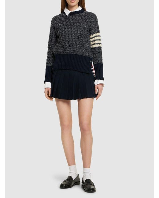 Thom Browne Black Wool & Mohair Knit Crew Neck Sweater