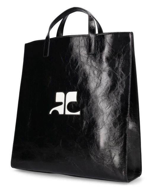 Courreges Black Heritage Naplack Tote Bag