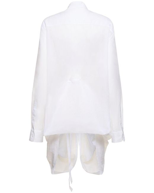 Camisa larga drapeada de algodón voile Ann Demeulemeester de color White