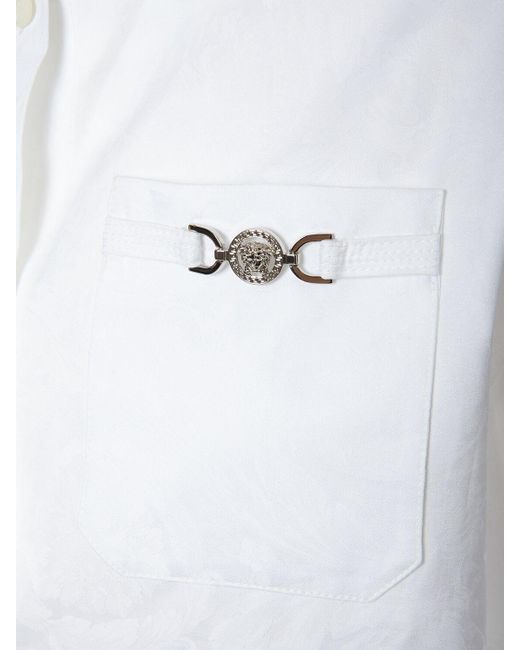 Versace Barocco コットンポプリンクロップドシャツ White