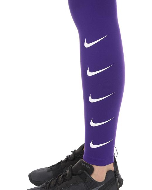 Nike Swoosh Run Tight Leggings in Purple - Lyst
