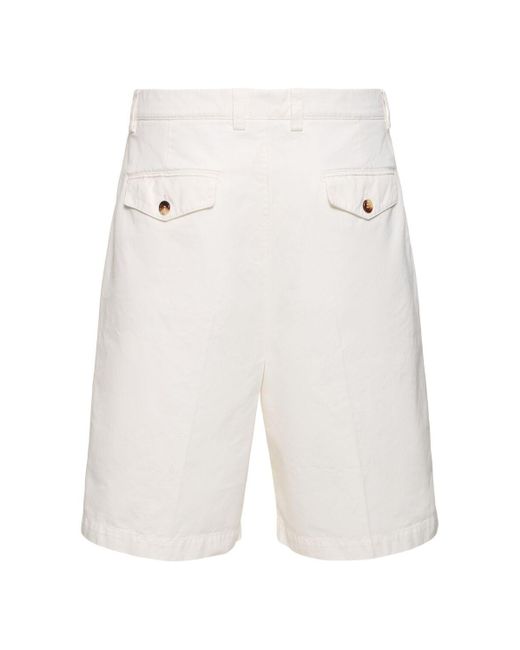 Brunello Cucinelli White Dyed Cotton Shorts for men