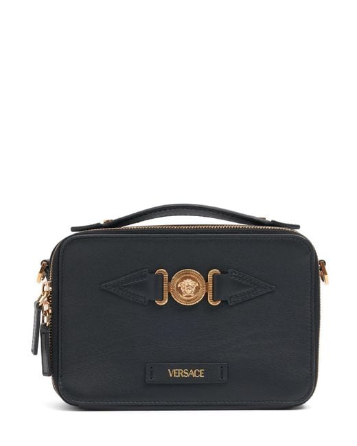 Versace Black Medusa Small Leather Camera Bag for men
