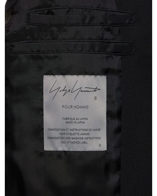 Yohji Yamamoto Black Peak Lapel Wool Blazer for men