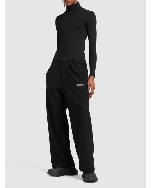 Balenciaga Black Wide-leg Logo Sweatpants for men