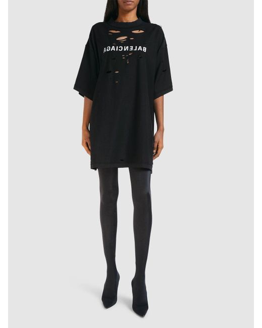 T-shirt inside out in cotone distressed di Balenciaga in Black