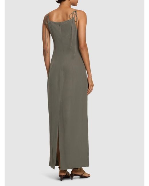 St. Agni Natural Langes Kleid Aus Seidenkrepp "tuck"