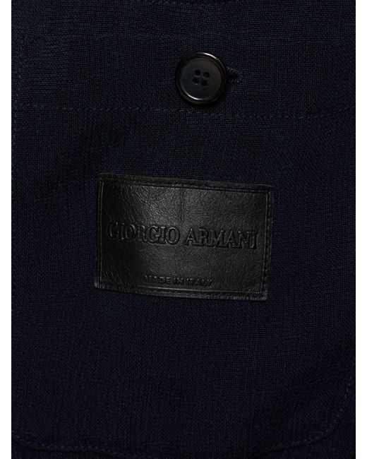 Giorgio Armani Blue Washed Cupro Buttoned Jacket for men