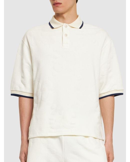 Gucci Natural Light Felted Cotton Jersey Polo Shirt for men