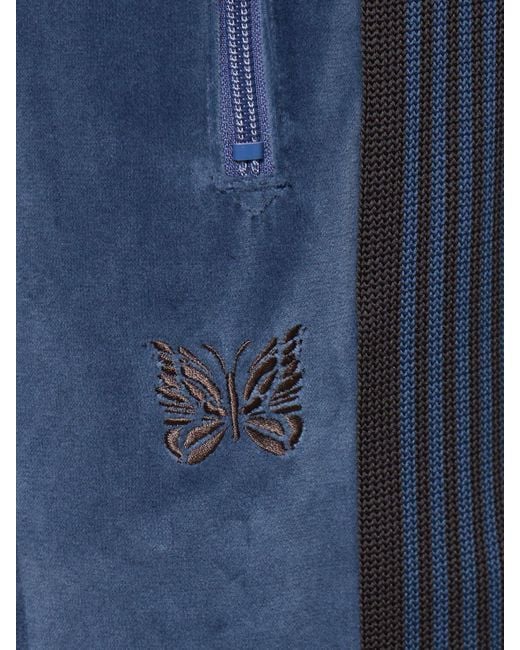 Pantaloni in velour con logo di Needles in Blue da Uomo