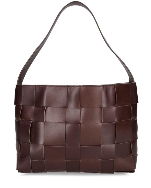 St. Agni Brown Mini Woven Leather Shoulder Bag