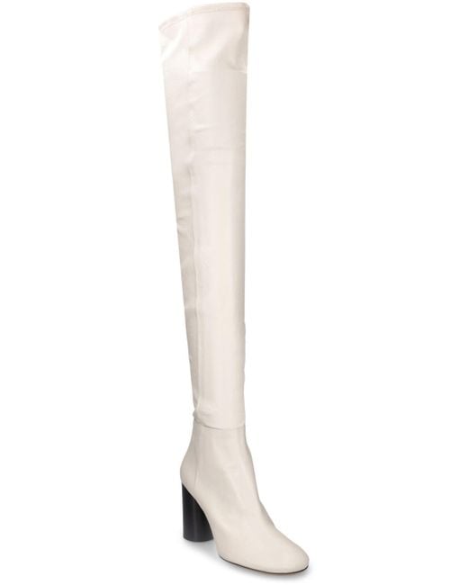 Isabel Marant White 85mm Lelta Leather Knee High Boots