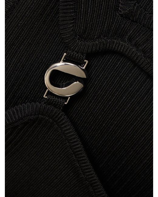 Coperni Black Knitted Cut-Out Viscose Mini Dress