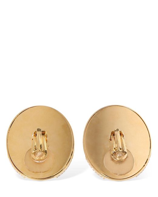 Saint Laurent Metallic Oval Deco Oversize Earrings