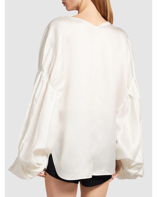 Khaite White Quico Silk Shirt