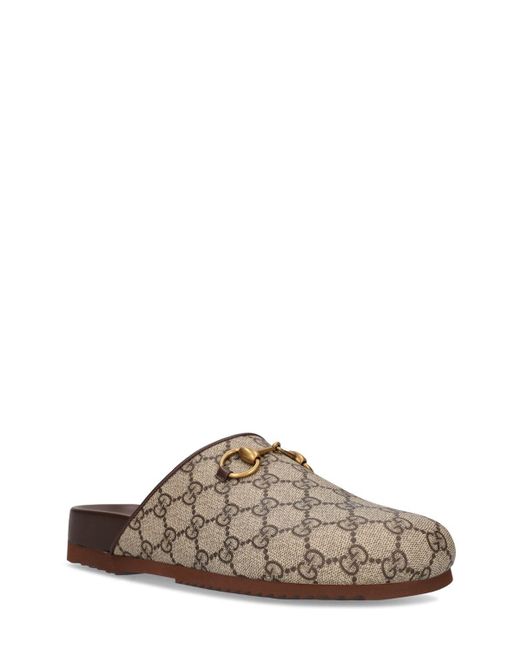 Gucci Brown 20Mm Gg Supreme Canvas Slippers
