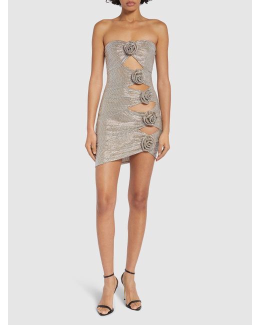 GIUSEPPE DI MORABITO Natural Embellished Jersey Mini Dress