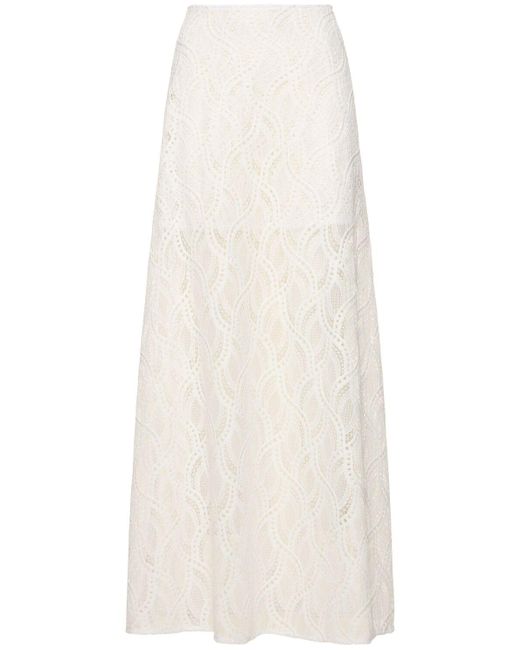 Falda larga de encaje con cintura alta Ermanno Scervino de color White
