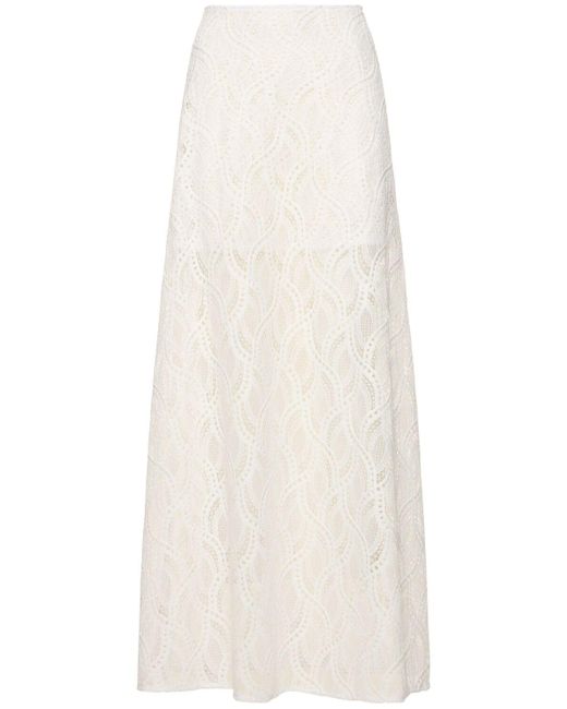 Jupe longue taille haute en dentelle brodée Ermanno Scervino en coloris White