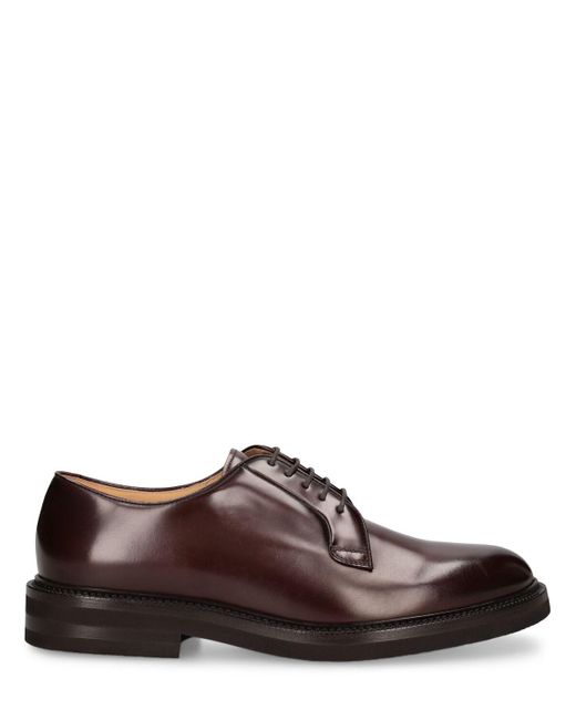 Zapatos derby de piel con cordones Brunello Cucinelli de hombre de color Brown