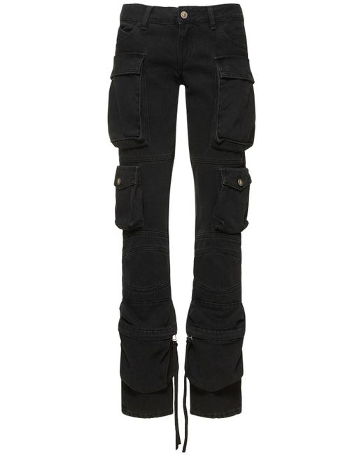 The Attico Essie Slim Denim Cargo Jeans in Black | Lyst