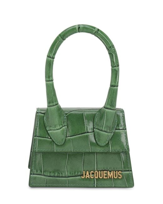 Jacquemus Green Le Chiquito Croc Print Leather Bag