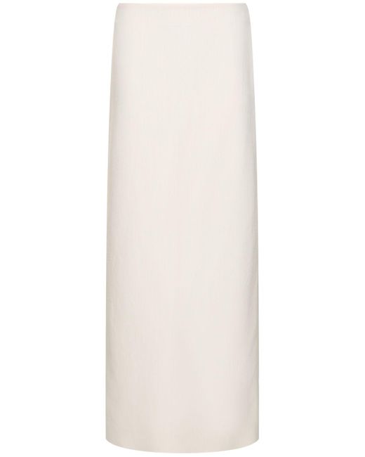 Ferragamo White Viscose & Linen Toile Long Skirt
