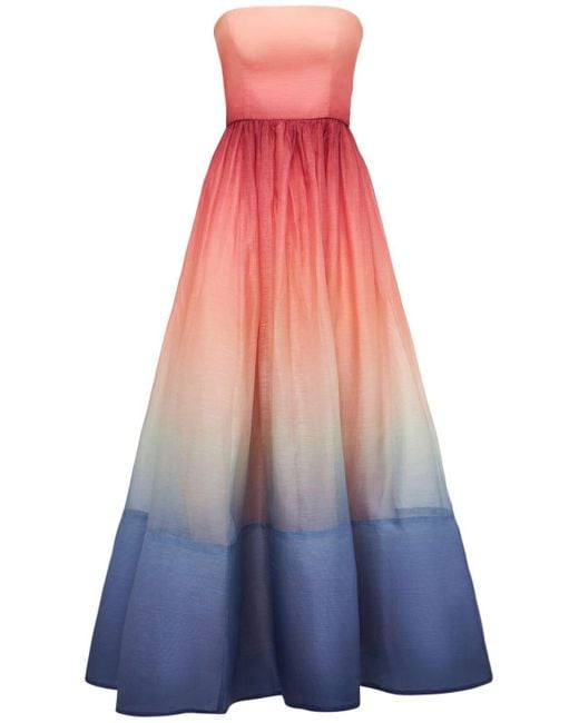 Zimmermann Multicolor Kleid Aus Leinen Und Seide "postcard"