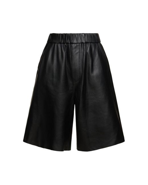 AMI Black Adc Leather Shorts for men