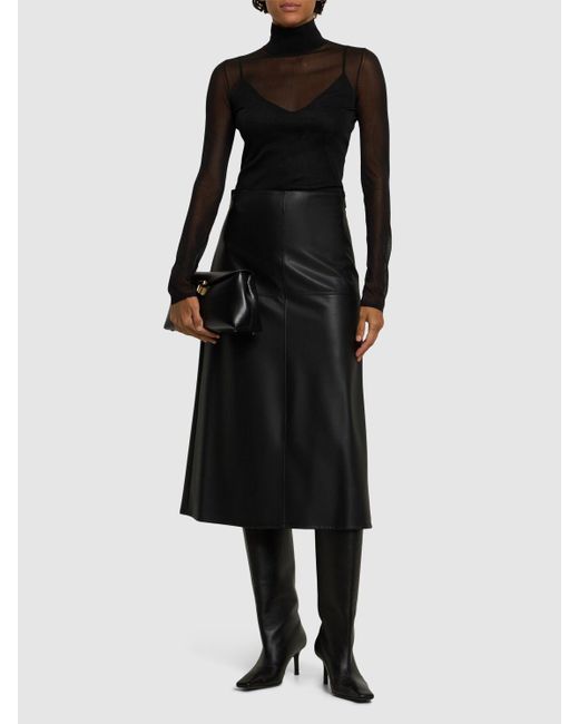 Max Mara Black Scilli Coated Jersey Midi Skirt