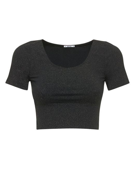 Wolford Shiny Circular Knit Crop Top in Black | Lyst
