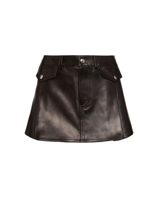 Alexander McQueen Black Leather Mini Skirt