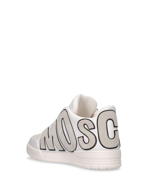 Moschino Ledersneakers Mit Logo in White für Herren