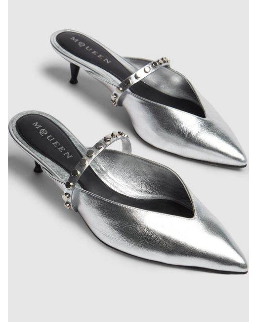 Alexander McQueen White Leather Mules W/ Studs