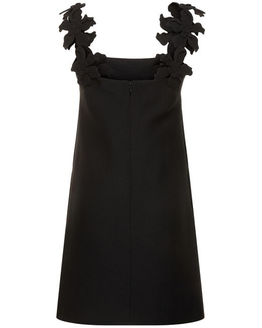 Robe courte en crêpe brodé Valentino en coloris Black