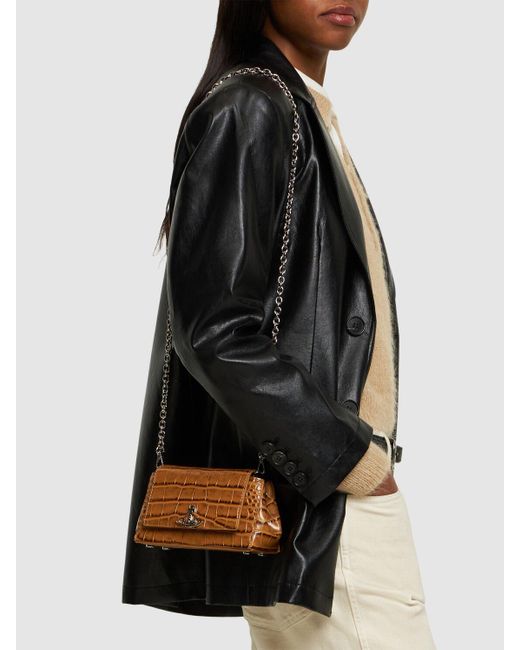 Vivienne Westwood Brown Small Hazel Embossed Leather Bag