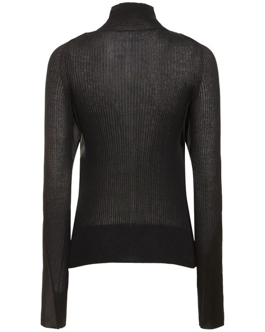 Cotton blend knit sweater di Sacai in Black