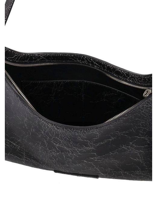 Acne Black Platt Wrinkled Leather Shoulder Bag for men