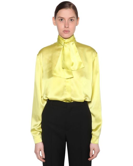 yellow tie neck blouse