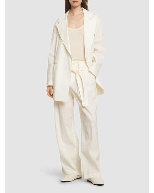Issey Miyake Natural Belted Linen Blend Pants