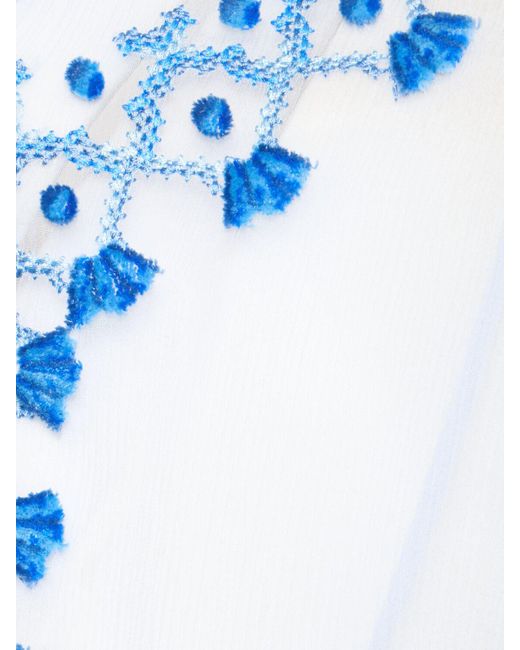 Ermanno Scervino Blue Embroidered Silk Caftan Shirt
