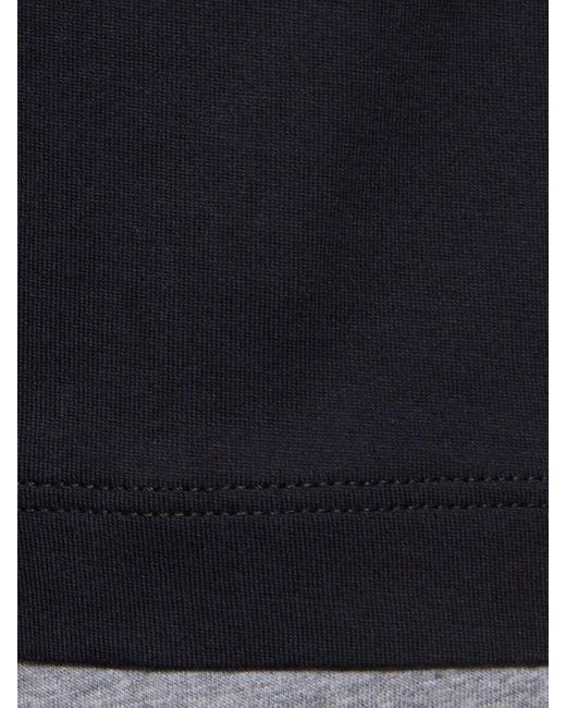 Brunello Cucinelli Blue Layered Cotton Jersey Solid T-Shirt for men
