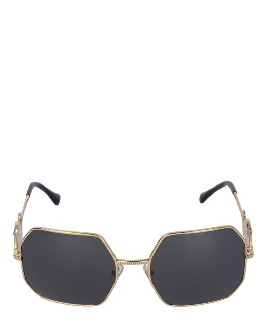 Versace Medusa Biggie Squared Metal Sunglasses In Goldgrey Metallic 