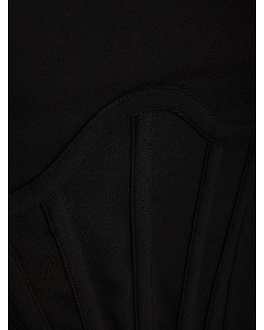 Versace Black Georgette Long Sleeved Corset Bodysuit