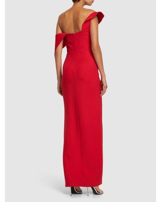 Roland Mouret Red Asymmetric Wool And Silk Gown