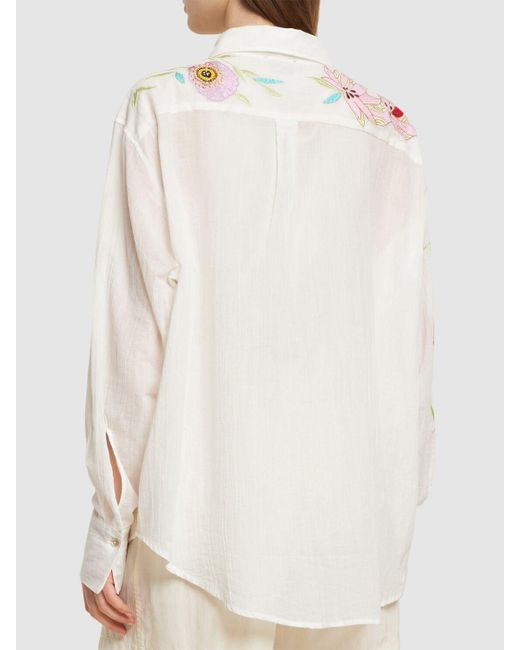 Camisa de voilé de algodón con bordado Forte Forte de color Natural