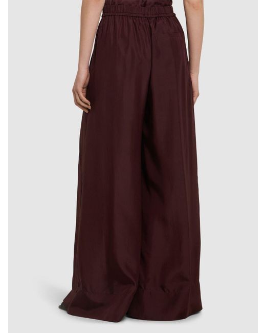 Femme Pantalon À Cordons En Soie Habotai Forte Forte en coloris Red