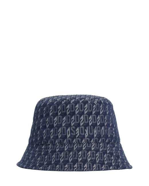 DSquared² Monogram Logo Bucket Hat in Blue for Men | Lyst