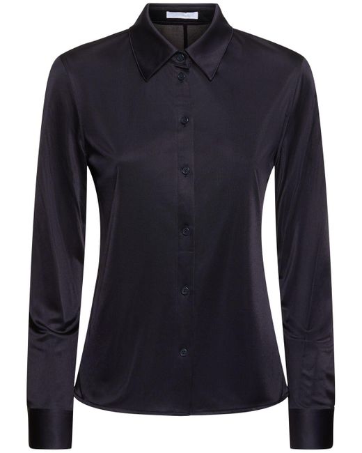 Helmut Lang Blue Bluse Aus Fließendem Satin