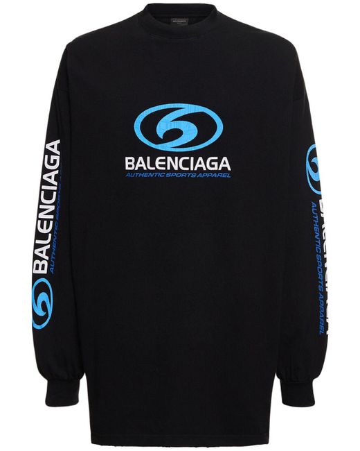 Balenciaga Blue Surfer Cracked Vintage Cotton T-shirt for men